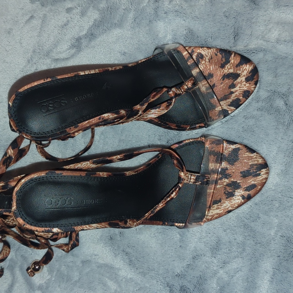 ASOS leopard,tie- up heels